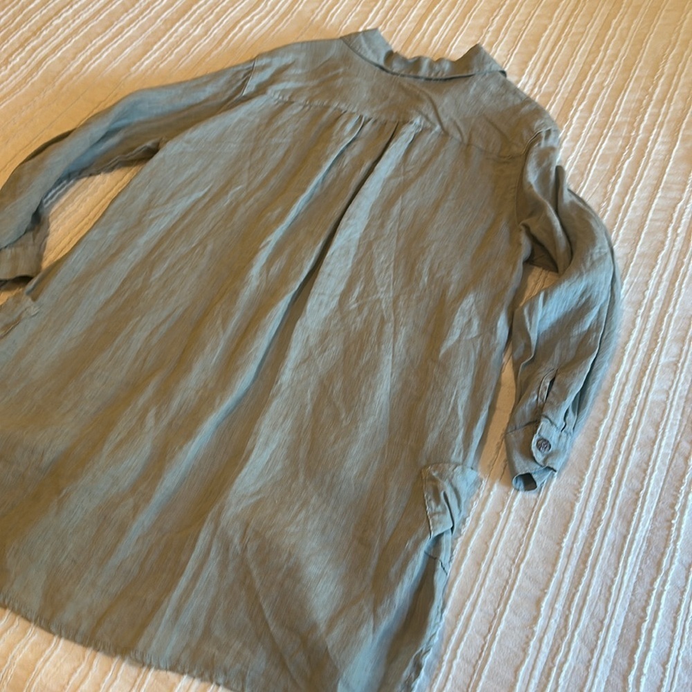 Fresh Laundry Linen Tunic Dress Pockets Long sleeve Gray Coastal luxury - Picture 6 of 6